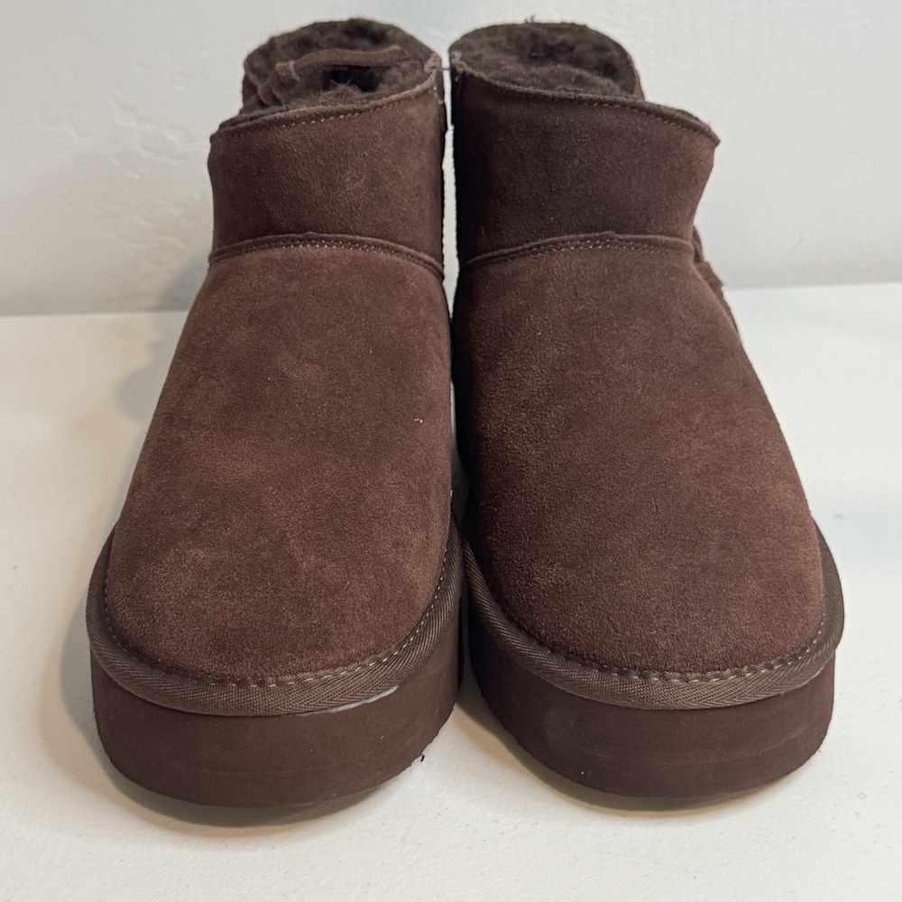 Bearpaw RETRO Ankle Winter Suede Boots Women's Size 10 Chocolate Brown